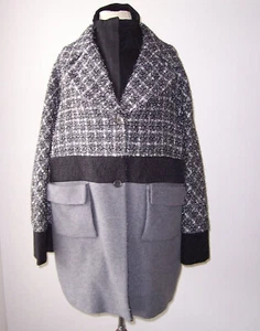 ANTONIO MARRAS Vintage Grey Metallic Tweed Wool Mixed Media Deconstructed Coat L - Picture 1 of 5