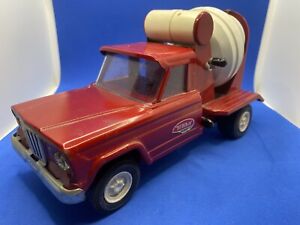 Vintage 1960’s Tonka Truck Red Jeep Cement Mixer Worldwide Shipping.