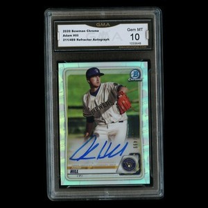 Adam Hill 2020 Bowman Chrome Refractor Auto Brewers 211/499 Gem MT 10