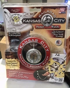 Vintage ~ KC Kansas City Railroad Zug Taschenuhr Jesse James Robbery TeleBrands - Bild 1 von 3