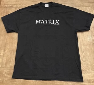Vintage The Matrix Movie Promo Logo T-Shirt 1999 Size XL Black Hanes Comfort - Picture 1 of 5