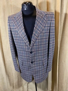 Blazer Para Hombres De Colección Años 60 JC Penney Western Talla 40L Multicolor Cuadros 2 Botones Poliéster - Imagen 1 de 9