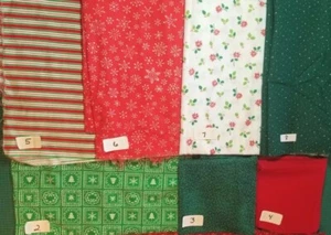 YOUR CHOICE: SCRAP REMNANT Vintage Christmas green red cotton Craft quilt Fabric - Picture 1 of 14