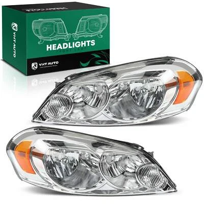 2x Conjunto de faros delanteros transparentes/cromados para Chevy Impala Limited Monte Carlo Foto 1 de 4