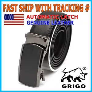 Men's Belt Leather Ratchet Belts Automatic Buckle 1.37inch Width - Picture 1 of 30