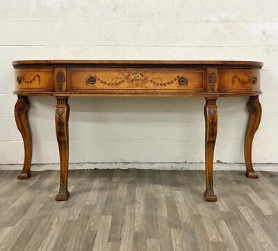 Mesa consola vintage Robert Irwin estilo Luis XVI grande Demilune Foto 1 de 4