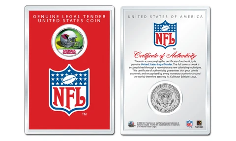 ARIZONA CARDINALS NFL Helmet JFK Half Dollar Coin w/ NFL Display Case LICENSED Cover