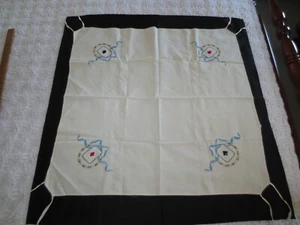 Vintage Tie-On PLAYING CARDS Cross Stitch NATURAL Cotton TABLE COVER - 29" x 30" - Picture 1 of 4