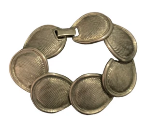 Womens Vintage Textured Circle Link Galbani silver bracelet - Picture 1 of 12