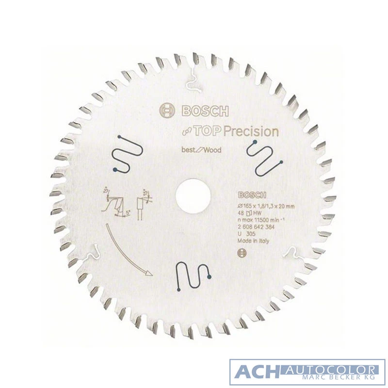 Bosch Lama Circolare 165Mm 48Wz Ideale Per Legno 165X20Mm Taglio Molto Fino Foto 1 de 1