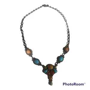 vintage Lganado Sterling Silver & Multi-Stone Necklace - Picture 1 of 5