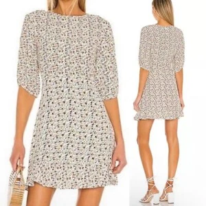 Faithfull the Brand Sidonie Aurelia Mini Dress Ditsy Floral Print Ivory Womens 8 - Picture 1 of 8