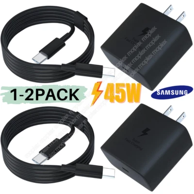 45W USB-C PD Fast Wall Charger + Cable For Samsung Galaxy S23 S22 S21 U Plus S20 - Image 1 of 4