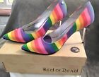 RED OR DEAD RAINBOW STRIPED SHOES, SIZE 7 UK, EU 40