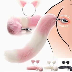 Cosplay Fox Ear Tail Metal Plug Bunny Cat Ear Adults Couple Role Play Game Women