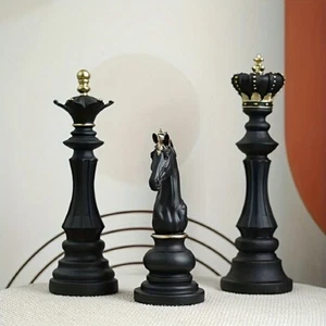 3pcs Elegant Resin Chess Statue Decor Intricately Interior decoration - Picture 1 of 4