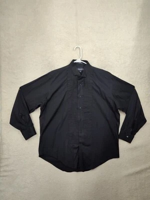 Camisa masculina Giorgio Brutini 17 preta 100% algodão manga longa clássica botão para baixo - Imagem 1 de 4