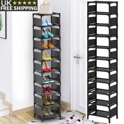 10 Tiers Vertical Shoe Rack Tall Narrow Small Shelf Organizer Shoes Storage 30cm - Image 1 of 4