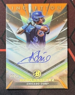 Adan Sanchez RC Rookie Auto 2023 Bowman Inception Baseball SSP Orange Auto #d/25 - Image 1 of 2