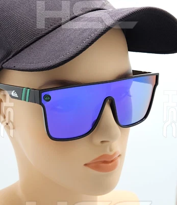 Gafas de sol Quicksilver Shield marco negro azul-púrpura espejo lente única NUEVO Foto 1 de 4