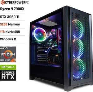 CYBERPOWERPC Luxe Gaming PC AMD Ryzen 9 Nvidia RTX 3060 32GB RAM, 1TB SSD 650W - Picture 1 of 3