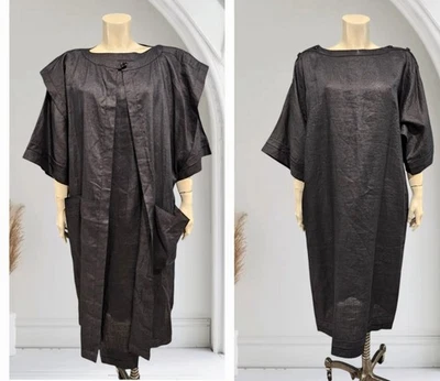 Винтажный OLEG CASSINI бутик авангард кимоно черный 2 изделия Duster платье комплект L/XL - Изображение 1 из 4