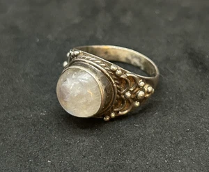 925 Sterling Antique White Quartz Ring 14.5mm Sz 8 - 5.76g - Picture 1 of 2