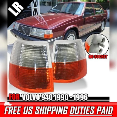 Par de carcasas de luces de señal de giro de lámpara de esquina delantera LR para Volvo 940 960 1990-1996 Foto 1 de 4