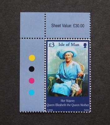 ISLE OF MAN - 2002 SCARCE QUENN MOTHER £3 PLATE VALUE IMPRINT MNH RR - Image 1 of 2