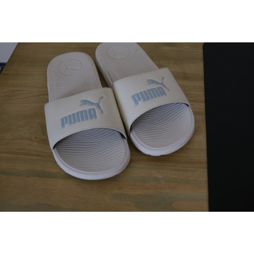 Sandalo slide donna panna e blu logo PUMA 10 EU 42 nuovo senza etichette