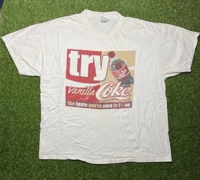 Camiseta Vintage Vanilla Coke XL Blanca Años 90 Soda Pop Drink Promo Y2K Coca-Cola Foto 1 de 4