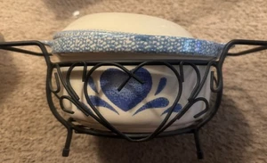 Stoneware Bowl With Metal Carrier (T) - Picture 1 of 2