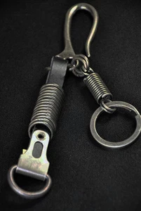 Cool Men's Genuine Leather & Metal Key Ring Keychain Special Hook Black/ Brown - Picture 1 of 6