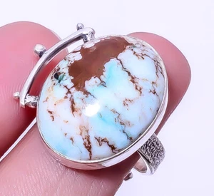 Turquoise - Tibetan Designer 925 Sterling Silver Handmade Ring Adjustable (R36) - Picture 1 of 1