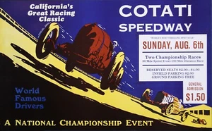 1922 Cotati Speedway California Vintage Auto Racing Small Space Poster Print - Picture 1 of 2