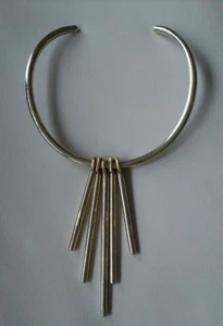 Collar Anndra Neen cuello babero gargantilla metales mezclados tono dorado plata RARO - Imagen 1 de 10