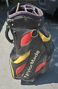 Vintage TaylorMade R7 Staff Cart Golf Leather Bag yellow black red - Picture 1 of 5