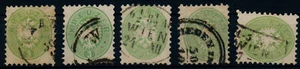 Österreich 1864 5Stk. Marken! Alle 3kr, grün! Schöne Farben/FARBVARIANTE! - Bild 1 von 1