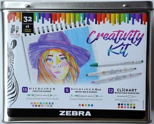 Zebra Mildliner Creativity Kit Marker Brush Pen, Druckstift Set 32ct Neu - Bild 1 von 2