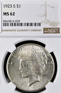 NGC MS-62! 1923-S PEACE DOLLAR - Picture 1 of 3