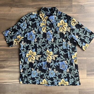 Consensus Men’s Button Down Shirt Short Sleeve Hawaiian Print Easy Care Rayon L - Image 1 of 4