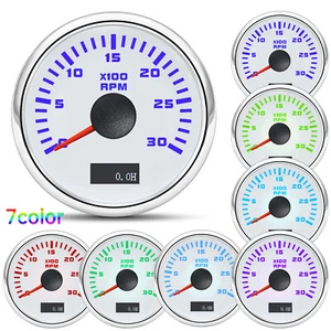 52MM Tachometer 0-3000RPM with Hourmeter Gauge for Marine Boat Car Waterproof - Picture 1 of 11