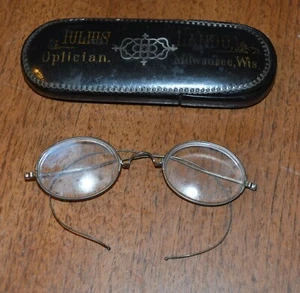 1840-1880 Pre-Civil War Eyeglasses Black Laquer Inlaid Silver Case JULIUS LANDO - Picture 1 of 7