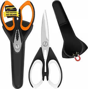 2 Pack Sharp Kitchen Scissors Set with Magnetic Holder, Heavy Duty Kitchen Shear - Picture 1 of 7