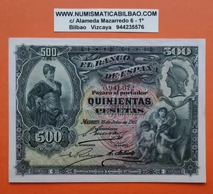 @DOBLE SELLO EN SECO@ 500 PESETAS JULIO 1907 España PRECIOSO BILLETE Pick 65A - Imagen 1 de 10