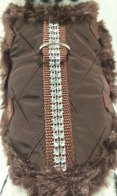 Softgeschirr warm gefüttert Brustgeschirr Hundegeschirr Glitzer Stepp XS-M braun - Bild 1 von 4