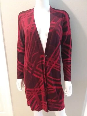 Chicos Cárdigan Suéter Abierto Talla 0 o Pequeño Rojo Negro Suave Ligero Elástico Foto 1 de 4