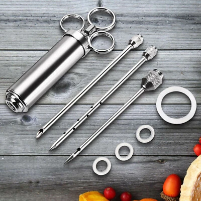 MARKENLOS Marinadenspritze,BBQ Bratenspritze 60ml 3 Nadeln,Gewürzspritze Pökelspritze Set