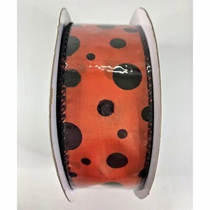 Cinta de Lunares Naranja Negro Halloween Burton Burton Artesanía Decoración NUEVO - Imagen 1 de 3