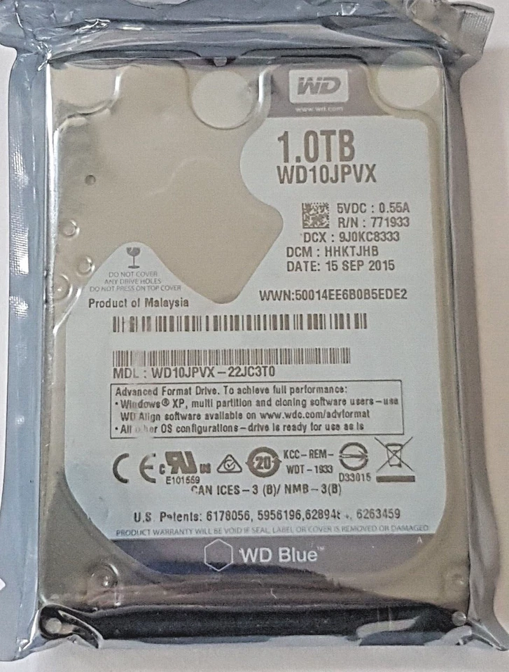 1 TB SATA III Western Digital WD10JPVX-22JC3T0 5400rpm 8MB 2.5 " Disk Nuovo - Immagine 1 di 1